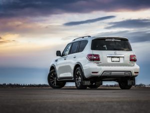 white nissan armada back view
